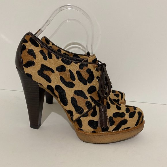 Coach Leopard Calf Hair Tullah Heels Booties 7.5 - Picture 1 of 11